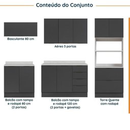 Cozinha Modulada 5 Peças com Tampo com Rodapé Ipanema CabeCasa MadeiraMadeira - 3
