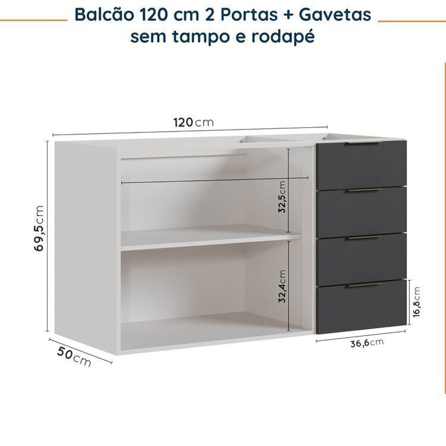 Cozinha Modulada 5 Peças sem Tampo sem Rodapé Ipanema CabeCasa MadeiraMadeira - 16