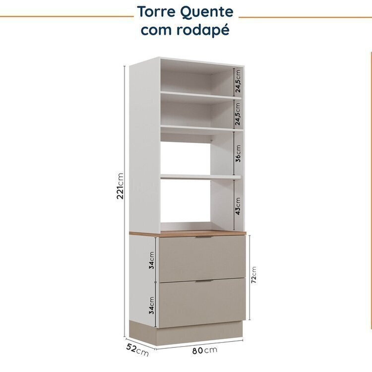 Cozinha Modulada 5 Peças com Tampo com Rodapé Ipanema CabeCasa MadeiraMadeira - 18