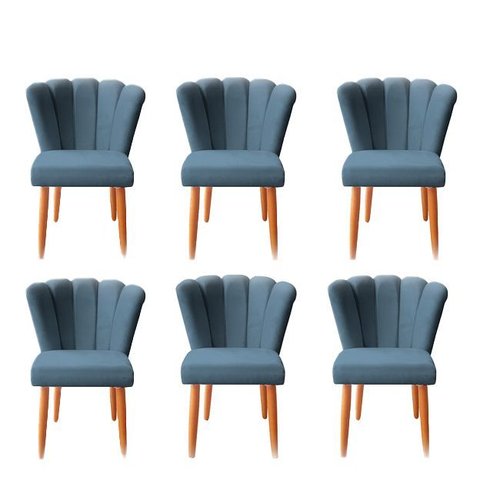 Kit 6 Cadeiras Sala de Jantar Estofada Reforçada Pétala Suede - Twdecora