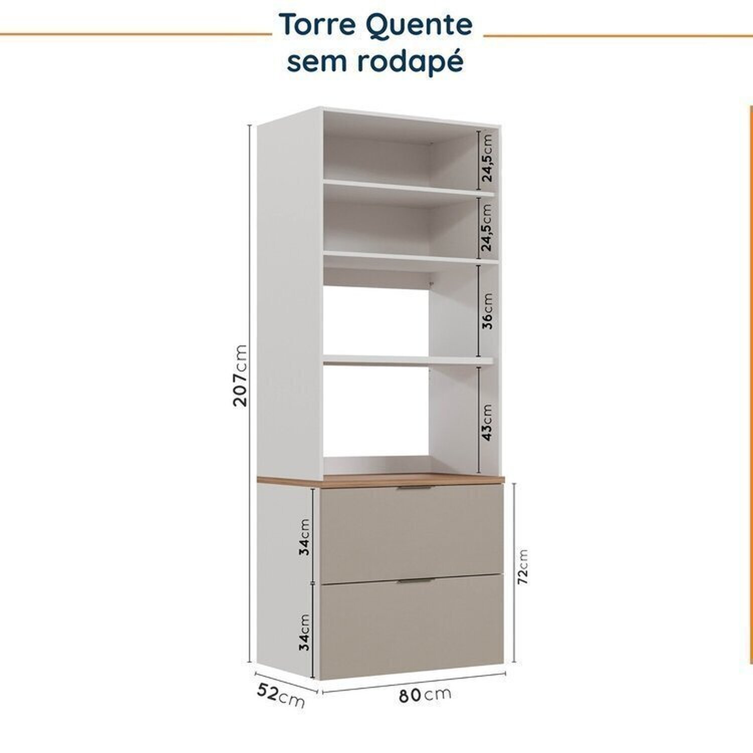 Cozinha Modulada 5 Peças sem Tampo sem Rodapé Ipanema CabeCasa MadeiraMadeira - 18