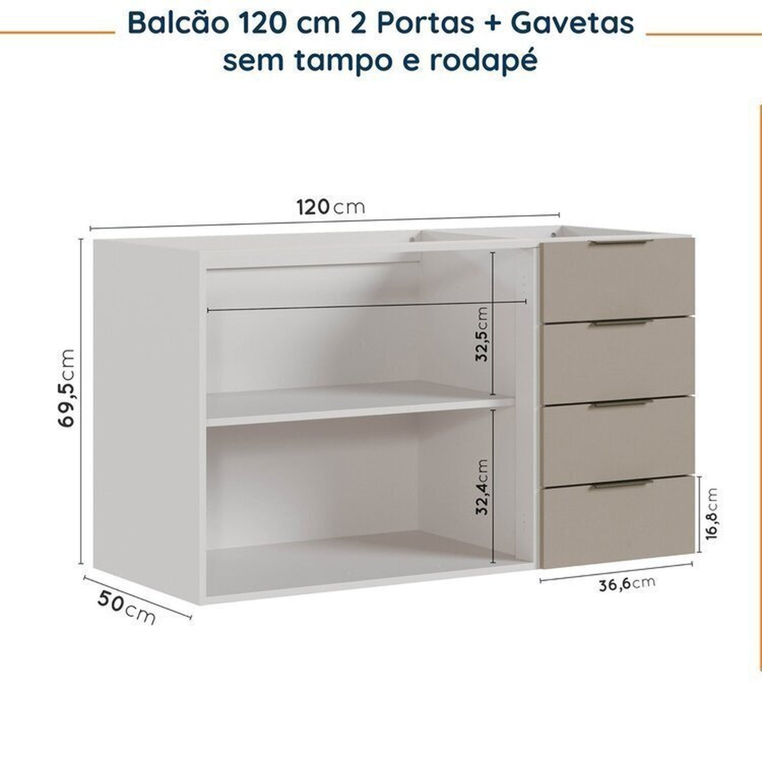 Cozinha Modulada 5 Peças sem Tampo sem Rodapé Ipanema CabeCasa MadeiraMadeira - 16