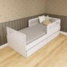Cama Solteiro Mdf Branco com 02 Gavetas Grades e Cabeceira Telinha Anatômica Mobilistore - 1