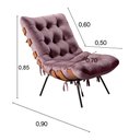 Ver imagem 3 de Poltrona Base Fixa para Sala de Estar Costela Roxo