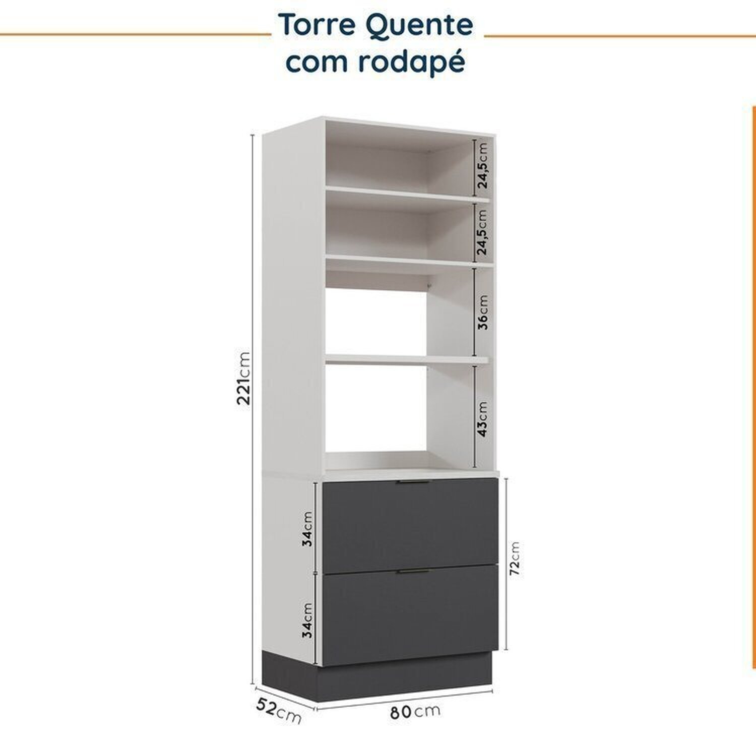 Cozinha Modulada 5 Peças com Tampo com Rodapé Ipanema CabeCasa MadeiraMadeira - 18