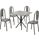 Ver imagem 2 de Conjunto Mesa Tubular com 4 Cadeiras Berlim Prata/Matelado/Branco Preto Ocre
