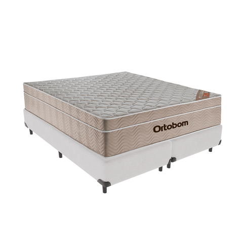 Cama Box Bipartido Queen Branco e Colchão Airtech Springpocket Molas Ensacadas Ortobom