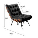 Ver imagem 3 de Poltrona Base Fixa para Sala de Estar Costela Preto