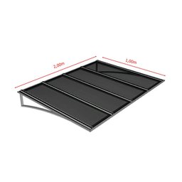 Toldo Fixo Policarbonato Alveolar Fume - 2,00m X 1,00m - Estrutura Branca - 3