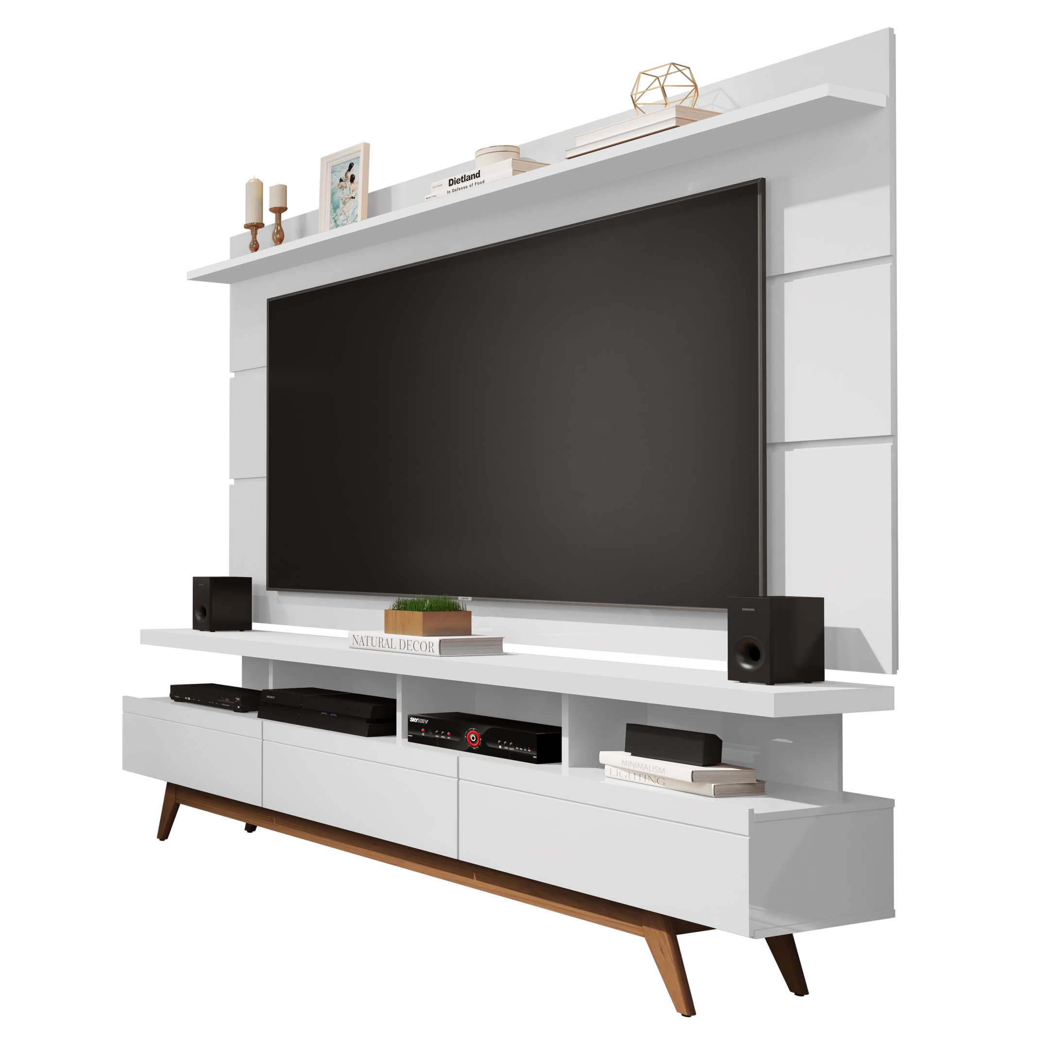 Rack com Painel Vivare Wood 1,80 Tv 72 Polegadas: Branco | MadeiraMadeira