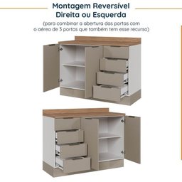 Cozinha Modulada 4 Peças com Tampo com Rodapé 2 Aéreos e 2 Balcões Ipanema CabeCasa MadeiraMadeira - 16