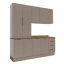 Ver mais imagens de Cozinha Planejada 4 Peças com Tampo com Rodapé 2 Aéreos e 2 Balcões Ipanema CabeCasa MadeiraOriginals Marrom/Fendi Trama