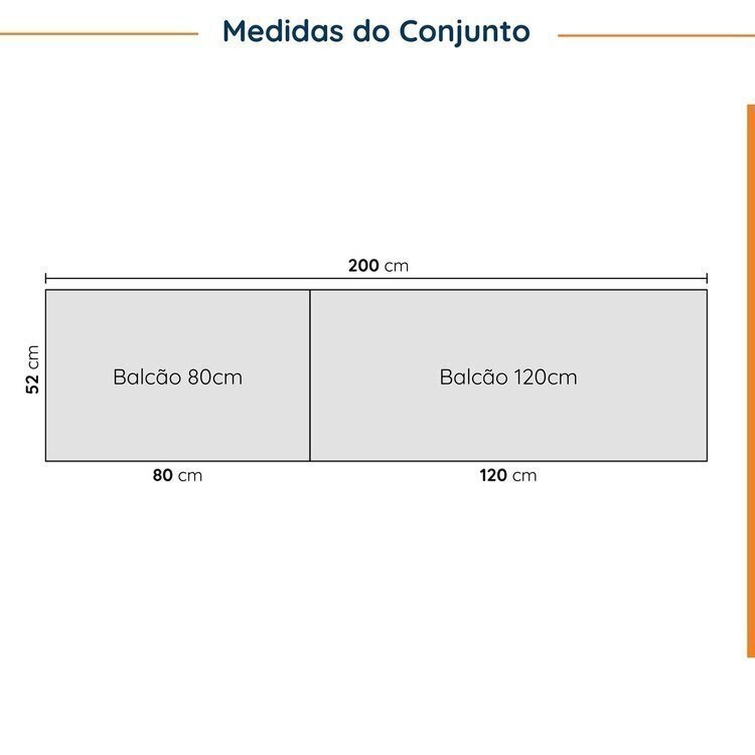 Cozinha Modulada 4 Peças com Tampo com Rodapé 2 Aéreos e 2 Balcões Ipanema CabeCasa MadeiraMadeira - 2