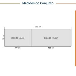 Cozinha Modulada 4 Peças com Tampo com Rodapé 2 Aéreos e 2 Balcões Ipanema CabeCasa MadeiraMadeira - 2