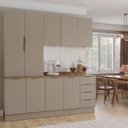 Ver imagem 1 de Cozinha Planejada 4 Peças com Tampo com Rodapé 2 Aéreos e 2 Balcões Ipanema CabeCasa MadeiraOriginals Marrom/Fendi Trama