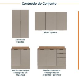 Cozinha Modulada 4 Peças com Tampo com Rodapé 2 Aéreos e 2 Balcões Ipanema CabeCasa MadeiraMadeira - 3