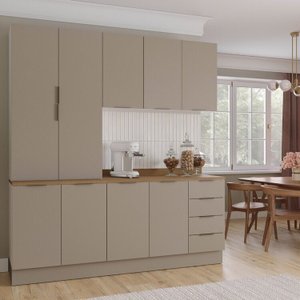 Cozinha Modulada 4 Peças com Tampo com Rodapé 2 Aéreos e 2 Balcões Ipanema CabeCasa MadeiraMadeira