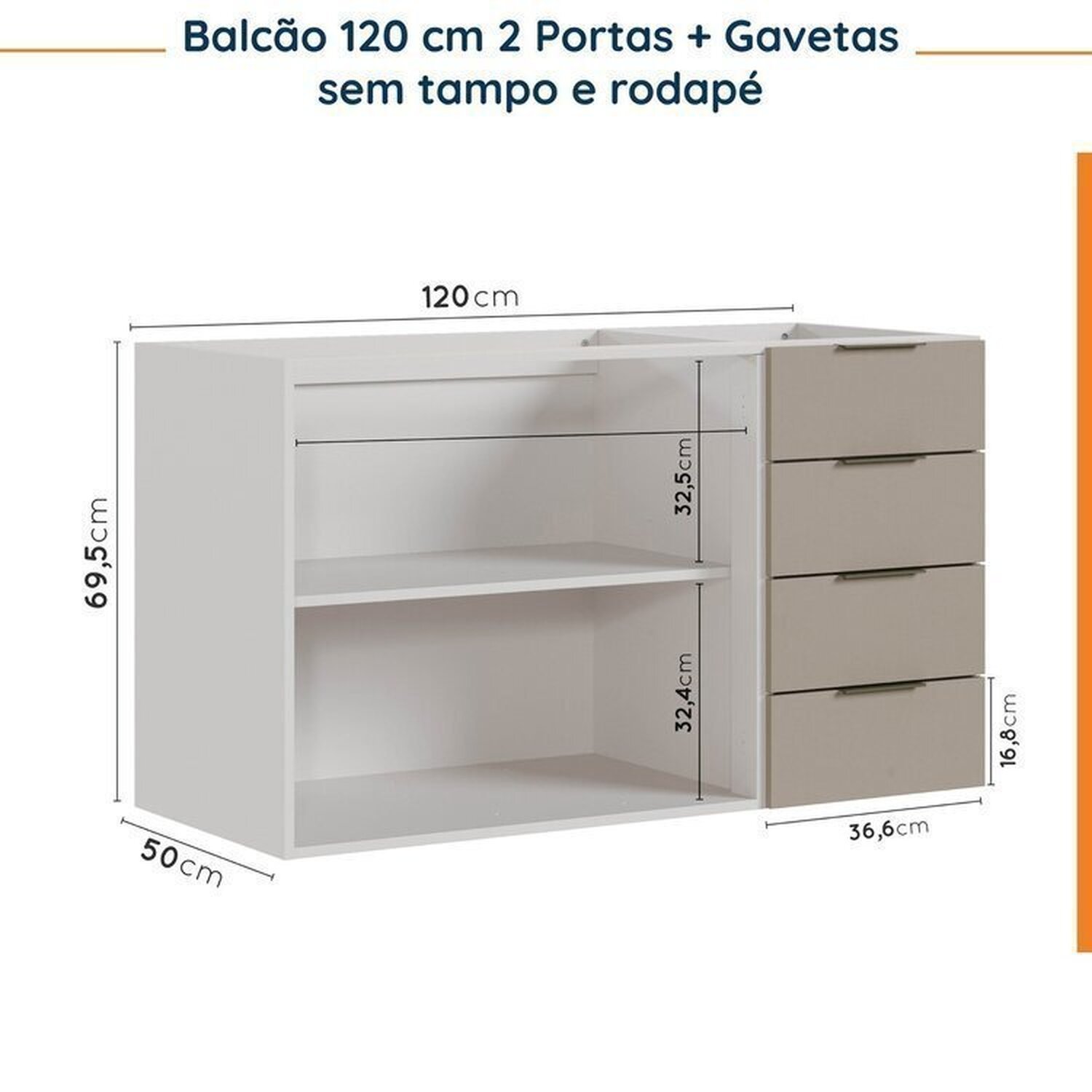 Cozinha Modulada 4 Peças sem Tampo sem Rodapé 2 Aéreos e 2 Balcões Ipanema CabeCasa MadeiraMadeira - 15