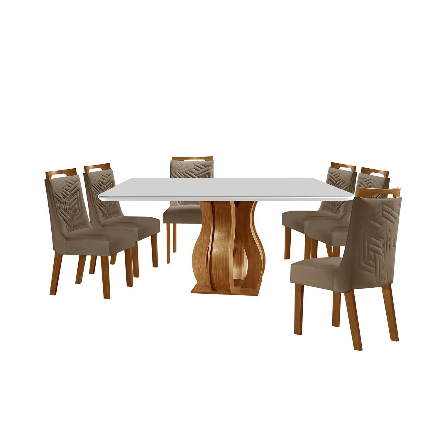 Conjunto Sala de Jantar Mesa Nuance 135cm Quadrada Tampo Vidro/mdp com 6 Cadeiras Kioto Yescasa - 2