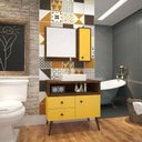 Ver imagem 1 de Conjunto de Banheiro Retrô Tebas 0,80cm Ameixa/amarelo