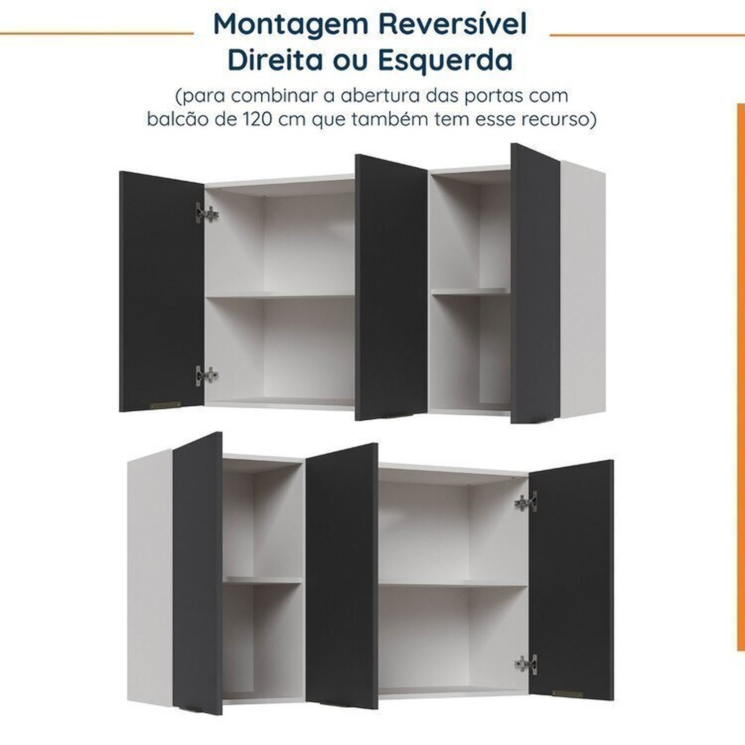 Cozinha Modulada 4 Peças com Tampo com Rodapé 2 Aéreos e 2 Balcões Ipanema CabeCasa MadeiraMadeira - 13