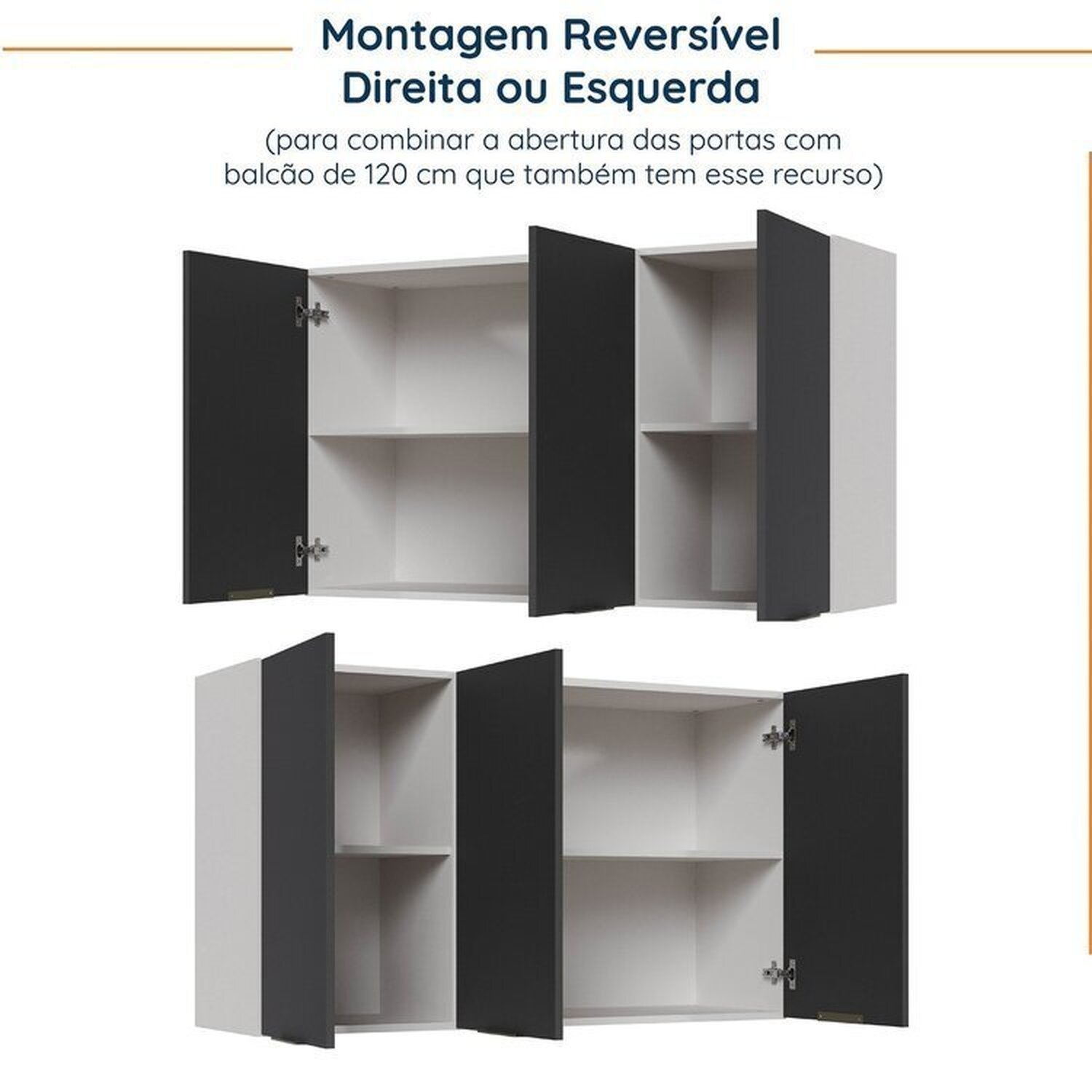 Cozinha Modulada 4 Peças sem Tampo sem Rodapé 2 Aéreos e 2 Balcões Ipanema CabeCasa MadeiraMadeira - 13