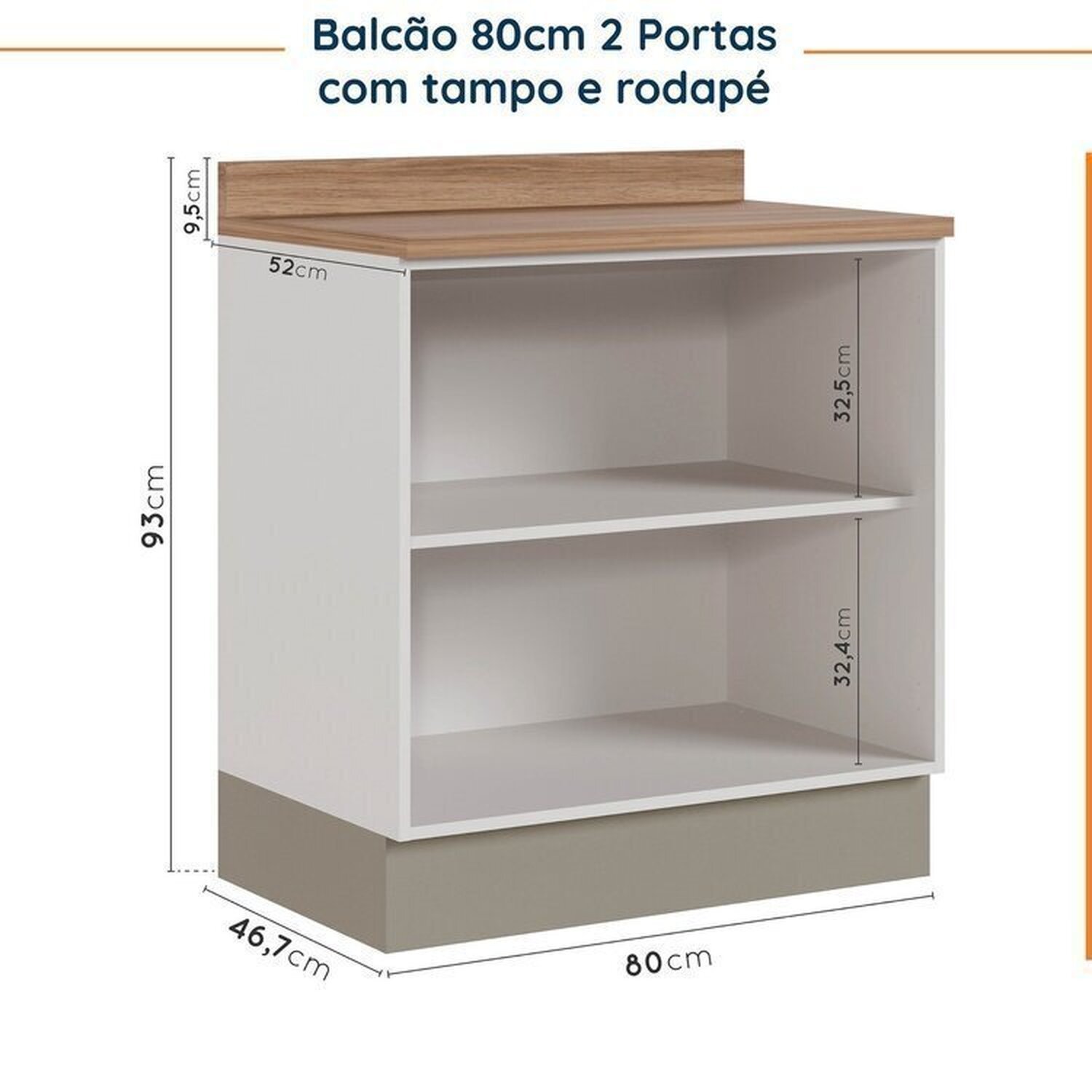 Cozinha Modulada 4 Peças com Tampo com Rodapé 2 Aéreos e 2 Balcões Ipanema CabeCasa MadeiraMadeira - 14