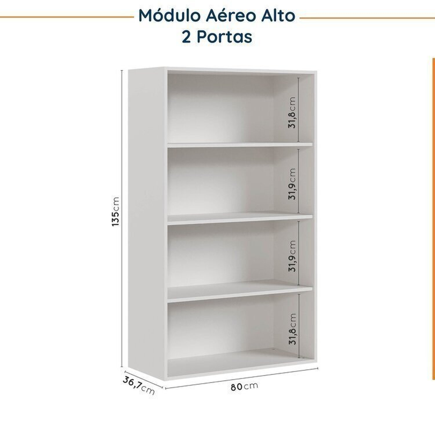 Cozinha Modulada 4 Peças com Tampo com Rodapé 2 Aéreos e 2 Balcões Ipanema CabeCasa MadeiraMadeira - 11