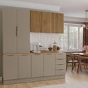Ver imagem 1 de Cozinha Planejada 4 Peças com Tampo com Rodapé 2 Aéreos e 2 Balcões Ipanema CabeCasa MadeiraOriginals Marrom/Fendi Trama/Acácia