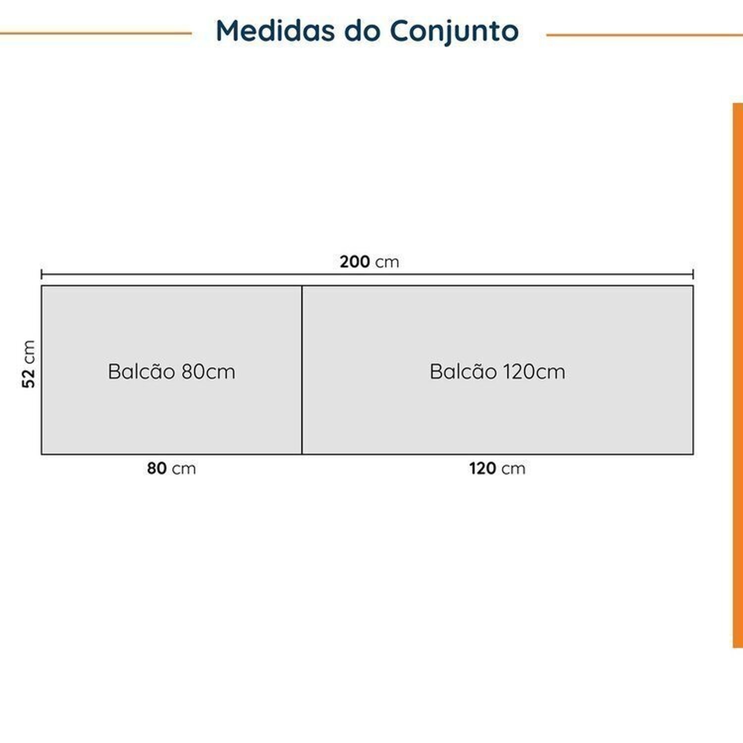 Cozinha Modulada 4 Peças com Tampo com Rodapé 2 Aéreos e 2 Balcões Ipanema CabeCasa MadeiraMadeira - 2