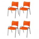 Ver imagem 1 de Cadeira Iso Base Cinza Escola, Escritório Laranja - Kit 4 Un