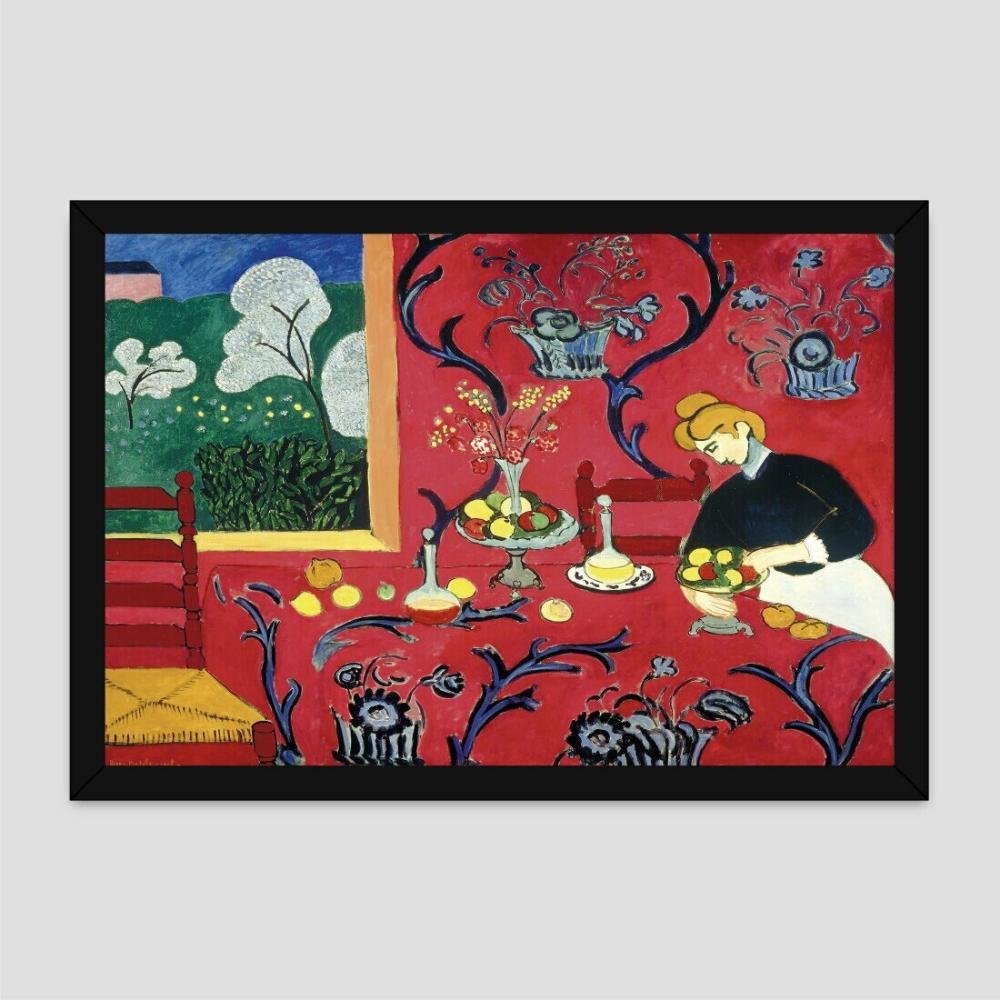 Quadro Henri Matisse Harmonia Em Vermelho Vinil Moldura Preta 30X20Cm - 1