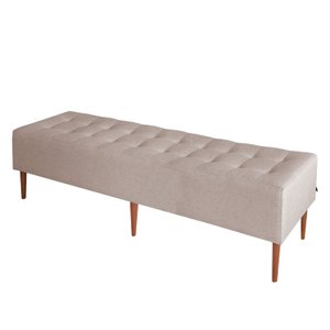 Pufe Recamier Calçadeira King 195cm Pé Madeira Duque - Linho Bege