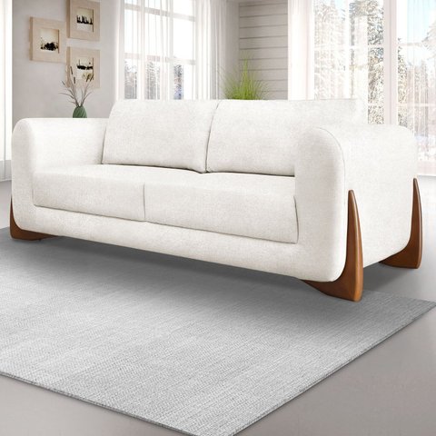 Sofá para Sala de Estar Fixo 3 Lugares Djon Branco