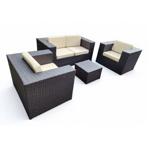 Comjunto Sofá e Poltronas Fibra Sintética Jardim Varanda Área Externa