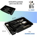 Ver imagem 3 de Faqueiro Inox Jogo de Talheres C/ Porta Talher com 25 Peças Preto