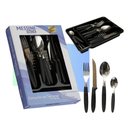 Ver imagem 1 de Faqueiro Inox Jogo de Talheres C/ Porta Talher com 25 Peças Preto