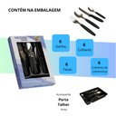 Ver imagem 2 de Faqueiro Inox Jogo de Talheres C/ Porta Talher com 25 Peças Preto
