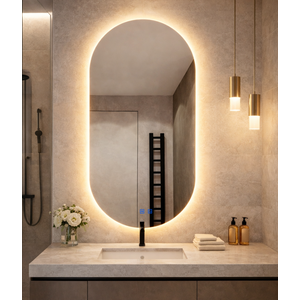 Espelho para Banheiro Inteligente Touch Led 3 Cores + Desembacador e com Display Digital 80x50 Cm