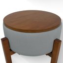 Ver imagem 6 de Kit 2 Puff Mesa Assento Espuma Estrutura Madeira Maciça Revestimento Linho Cinza