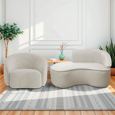 Kit Divã Recamier Orgânico Marrocos 150cm Lado Esquerdo e 1 Poltronas Amore Linho