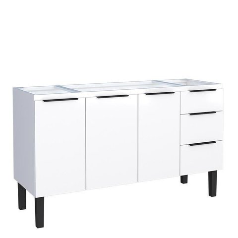 Gabinete de Aço Para Pia 150cm 3 Portas 3 Gavetas Jupter Cozimax Branco