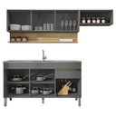 Ver imagem 4 de Armário de Cozinha 4 Peças Balcão com Pia 120cm Lina08 K02 Gris/freijó - Mpozenato