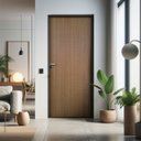 Ver imagem 1 de Kit Porta de Madeira Lisa Imbuia 210x62cm Batente 18cm Uniportas