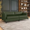 Ver imagem 1 de Sofá Living Bipartido 270cm Indonésia Pés de Ferro Couro Verde Manchado G52 - Gran Belo