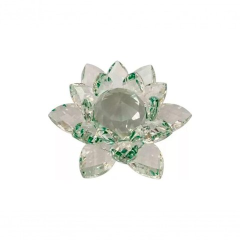 Enfeite Decoração de Cristal Vidro Flor de Lotus para Sala Quarto Cristaleira Grande 13cm Cor:
