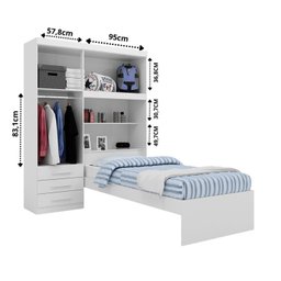 Guarda-roupa Solteiro com Cama Solteiro 4 Portas 3 Gavetas Advantage  - 6