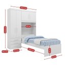 Ver imagem 4 de Guarda-Roupa Solteiro com Cama Solteiro 4 Portas 3 Gavetas Advantage Branco