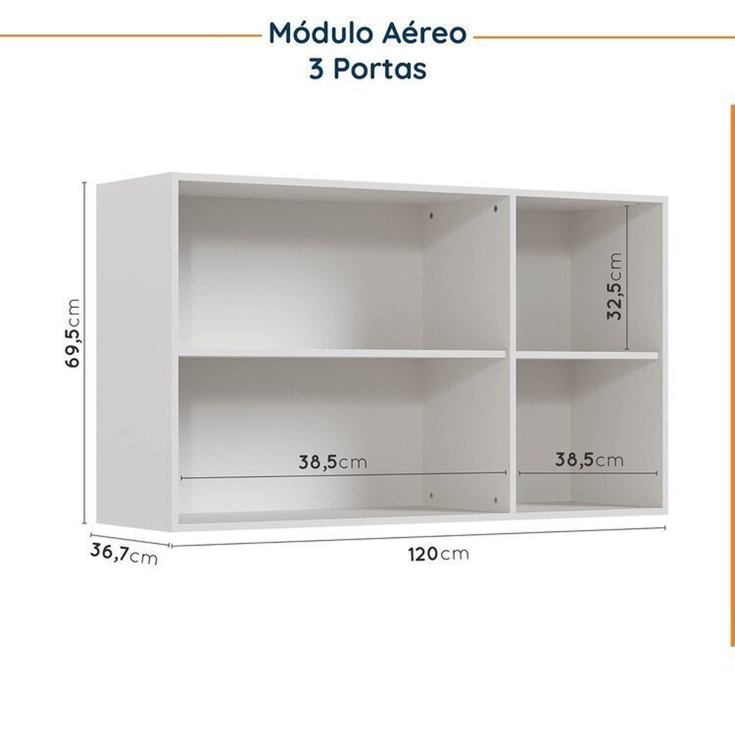 Cozinha Modulada 4 Peças sem Tampo sem Rodapé 2 Aéreos e 2 Balcões Ipanema CabeCasa MadeiraMadeira - 12