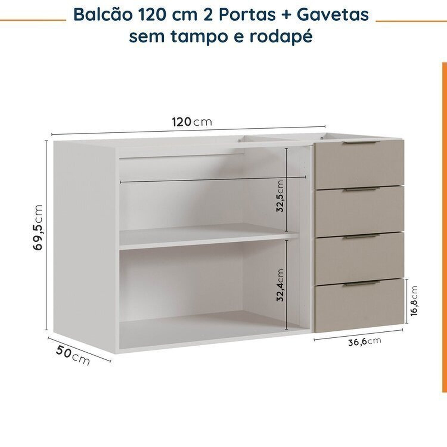 Cozinha Modulada 4 Peças sem Tampo sem Rodapé 2 Aéreos e 2 Balcões Ipanema CabeCasa MadeiraMadeira - 15